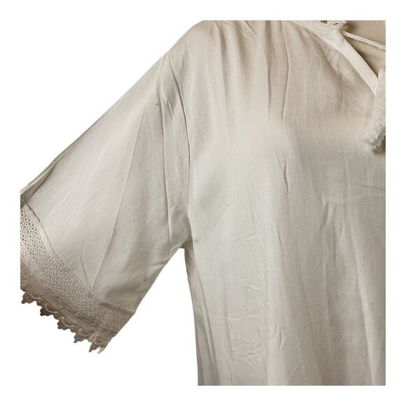 New CUPSHE Small White Swimsuit Tie Cover-up V-Neck Short Sleeve Lace Scalloped - Picture 8 of 14